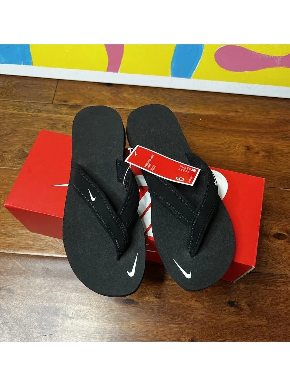 Nike WMNS Celso Girl Thong Sandals Black White Flip Flops 314870-011 NWT Size 6